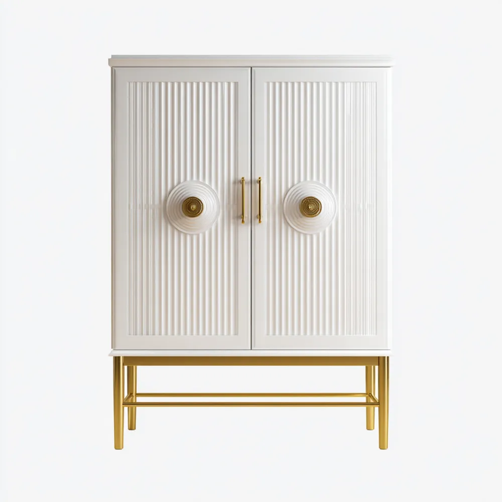 Armoire de rangement en bois 80x40x120 cm – Blanc/Or – Design moderne