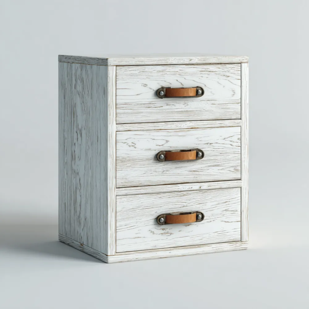 Commode en bois Blanc 60x40x80 cm – Style vintage