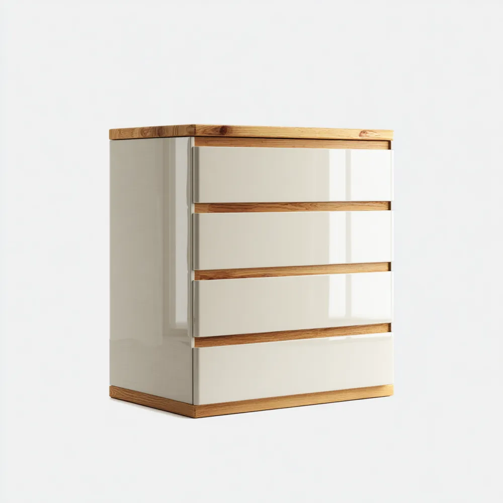 Commode à tiroirs bois 4 tiroirs – 80x40x90 cm – Blanc/Chêne – Design contemporain