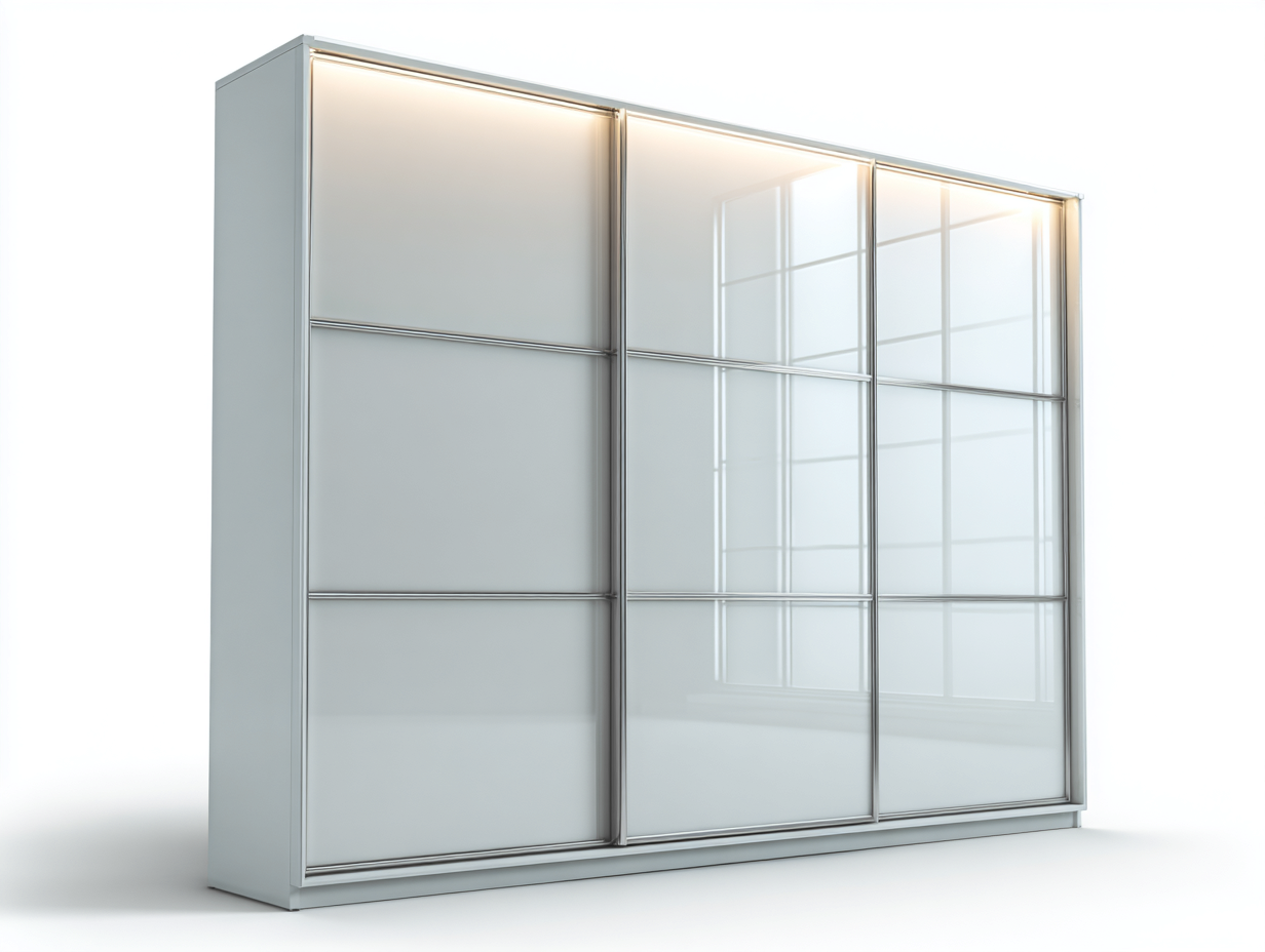 Kleiderschrank Glas Metall 270x65x220 cm - Weiß - modernes Design-Bamboogohub