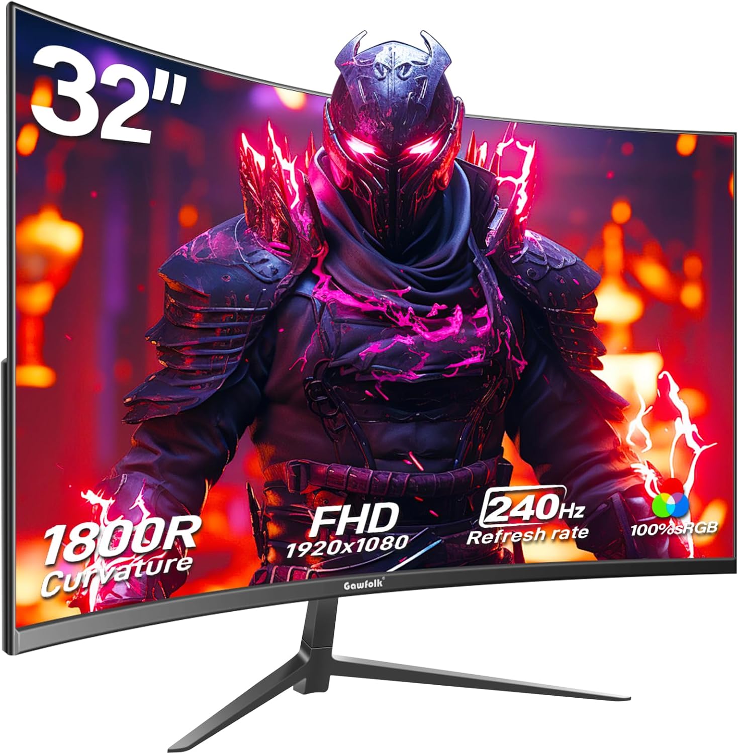 Gawfolk Curved Gaming Monitor 32 Zoll Full HD 1920x1080 240Hz 1800R 1ms rahmenlos VESA kompatibel-Loftgoloft