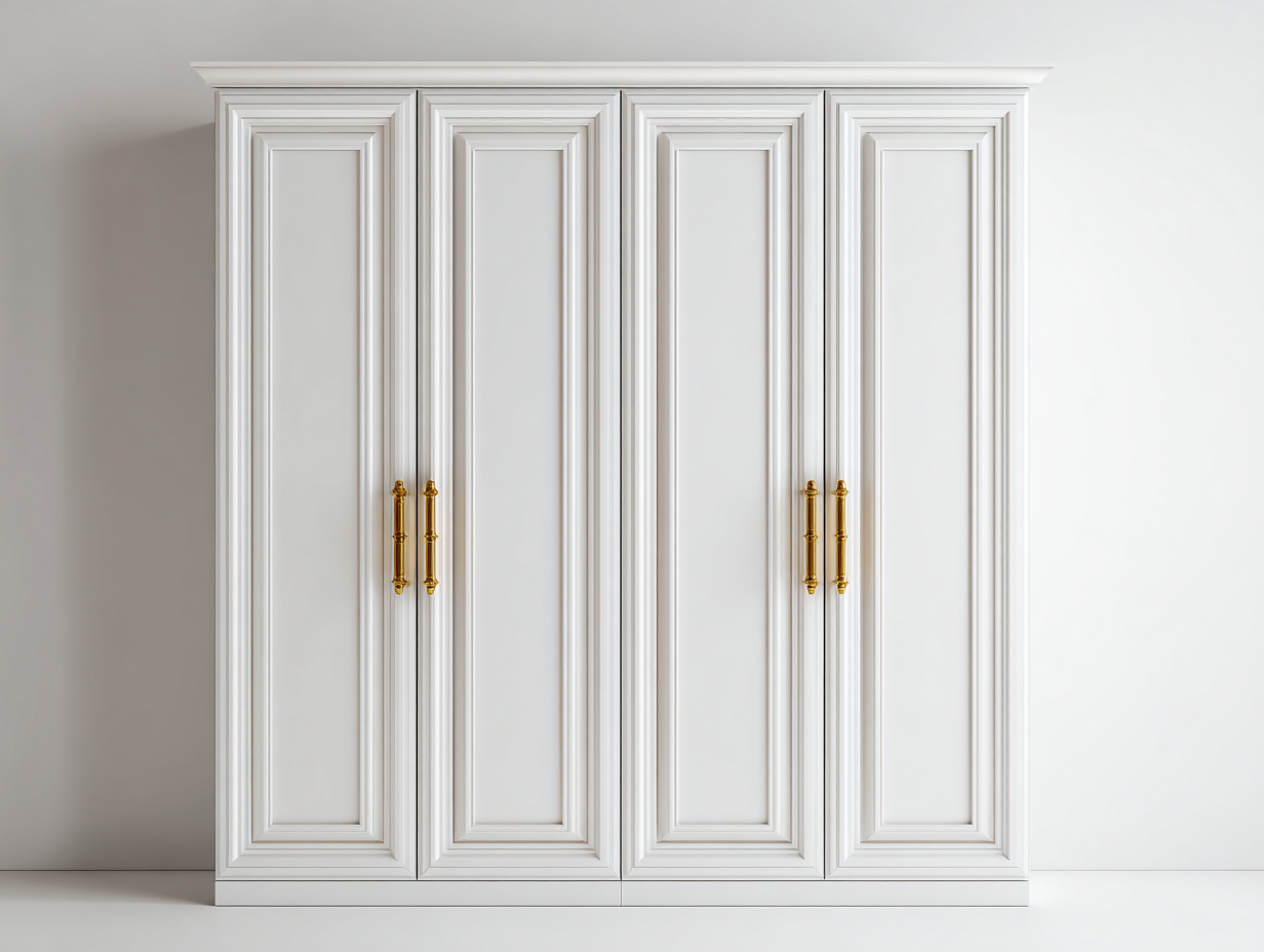 Kleiderschrank Holz 200x60x210 cm - Weiß-Gold - Stauraum mit Türen-Bamboogohub