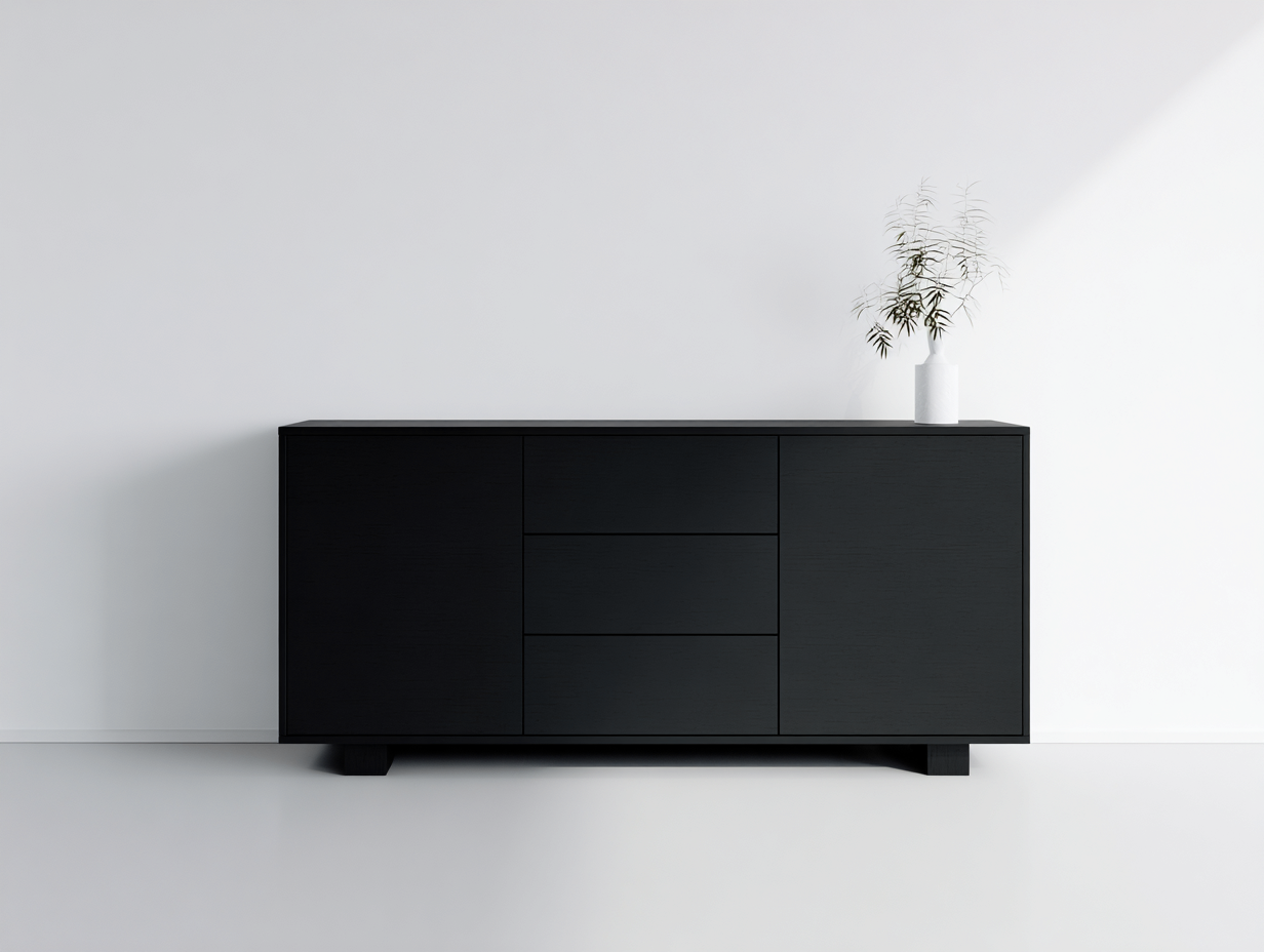 Dielenschränke Flurschrank Holzoptik 200x40x75 cm - Schwarz - modernes Design für den Eingangsbereich-Bamboogohub