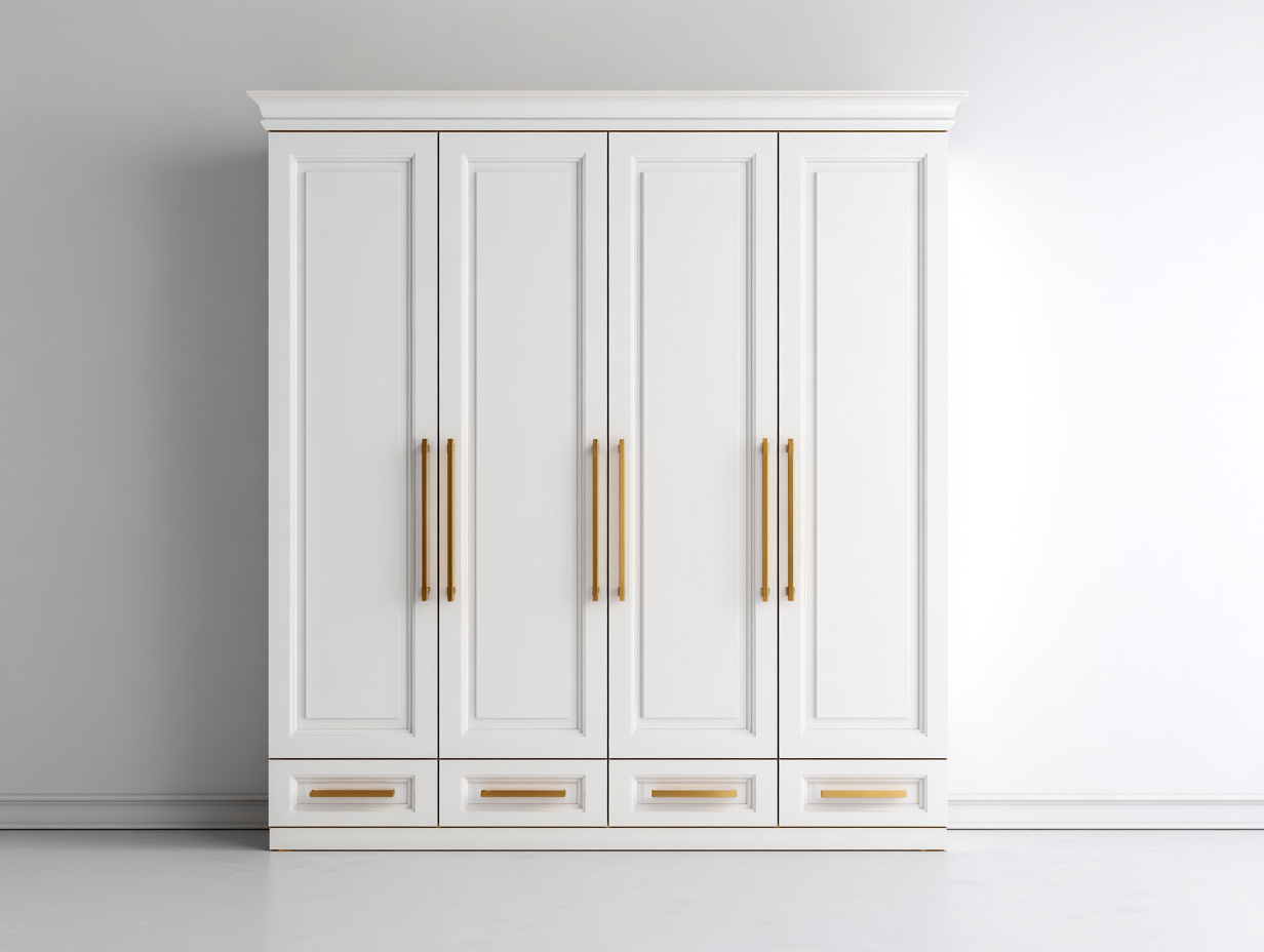 Kleiderschrank MDF 200x60x210 cm - Weiß-Gold - Klassisches Design für das Schlafzimmer-Bamboogohub