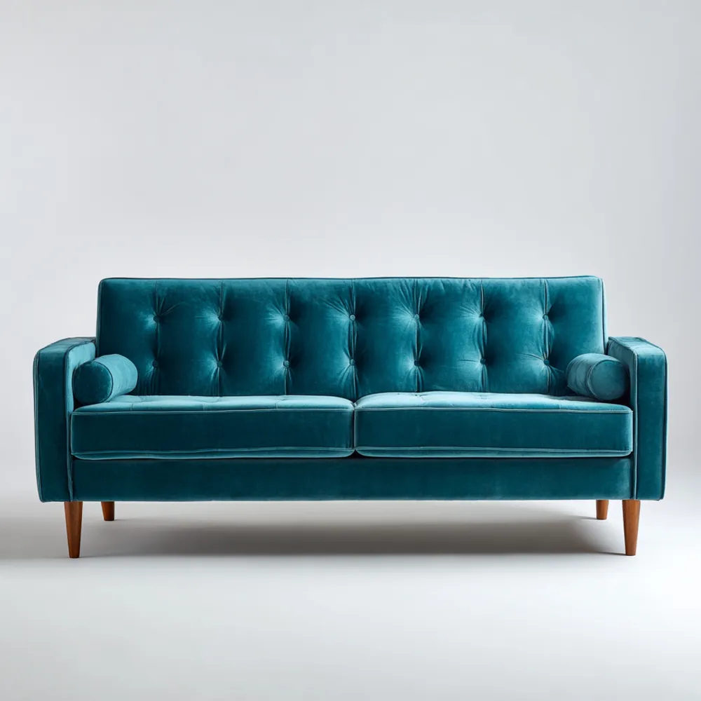Divano due posti in velluto 150x85x90 cm - Turchese-Gentelara