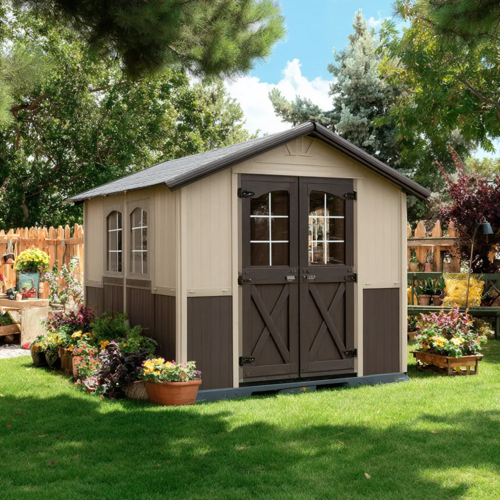 Casetta da giardino in resina 260x210x230 cm - Beige/Marrone-Gentelara