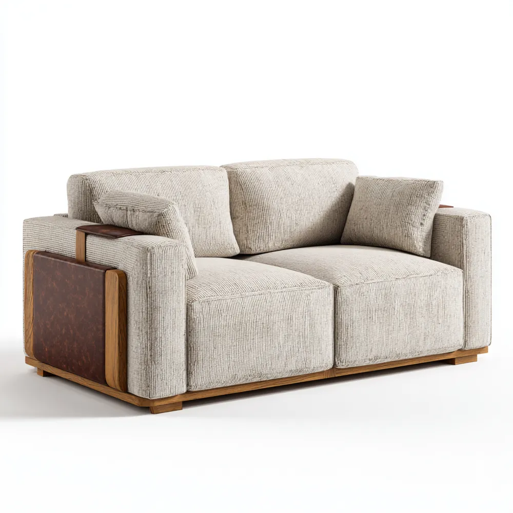 Divano due posti in tessuto morbido - 160x90x85 cm - Grigio Chiaro - Design moderno-Gentelara