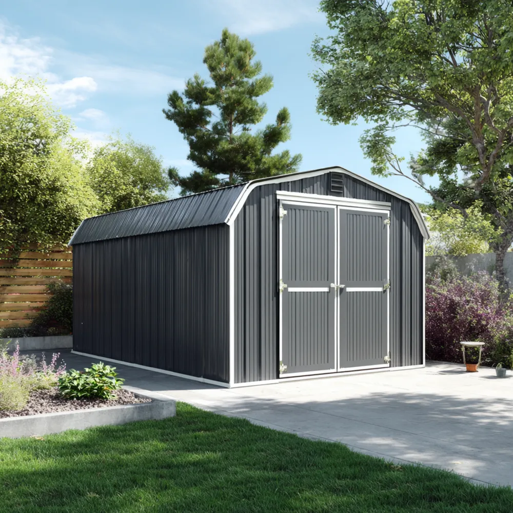 Casetta da giardino in metallo 320x240x210 cm - Grigia - Design spazioso-Gentelara