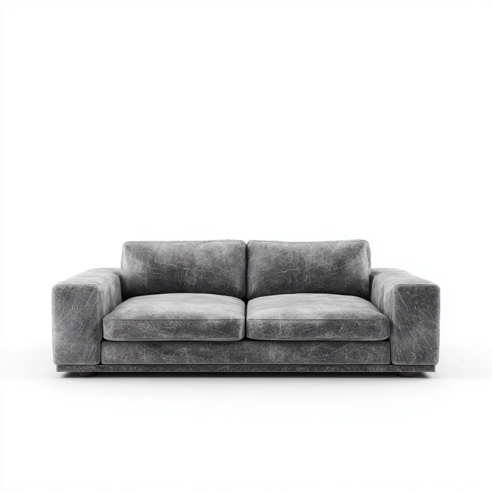 Divano due posti in pelle 160x90x80 cm - Grigio Scuro - Design Moderno-Gentelara