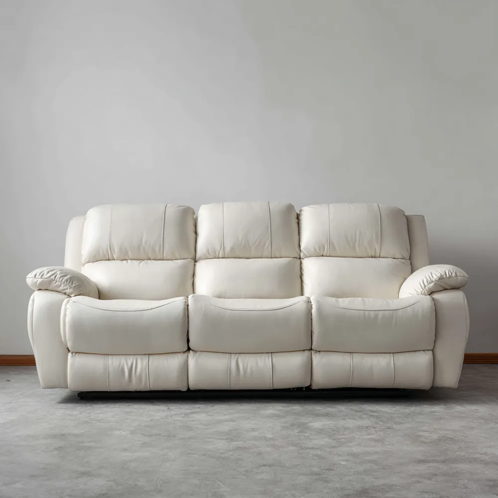 Divano a tre posti in pelle 200x90x85 cm – Bianco – Design moderno-Gentelara