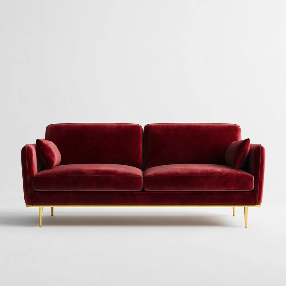 Divano due posti Velluto 150x85x75 cm - Rosso Borgogna - Design Moderno-Gentelara