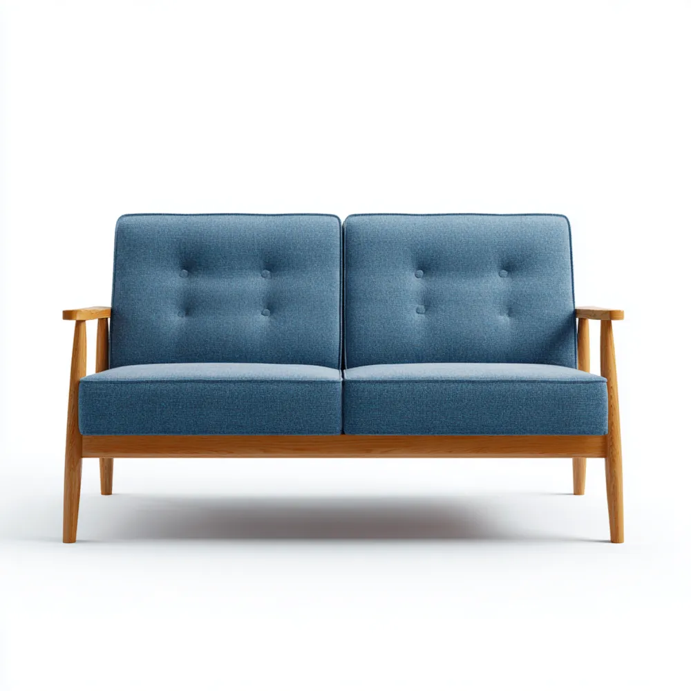 Divano due posti in tessuto 140x85x75 cm - Blu - Design moderno-Gentelara