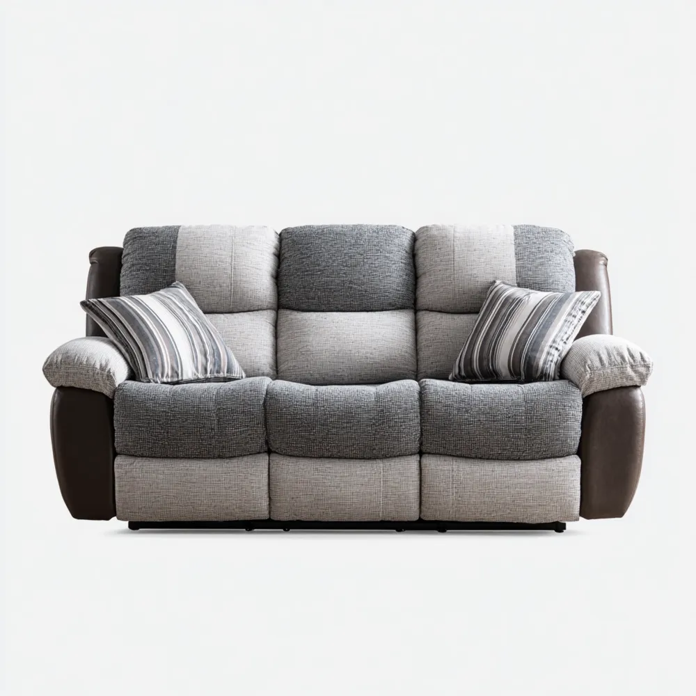 Divano a tre posti 200x95x100 cm - Tessuto morbido - Grigio/Beige/Marrone-Stillivano