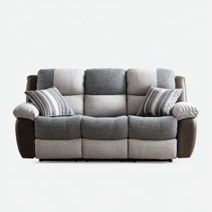 Divano a tre posti 200x95x100 cm - Tessuto morbido - Grigio/Beige/Marrone-Stillivano