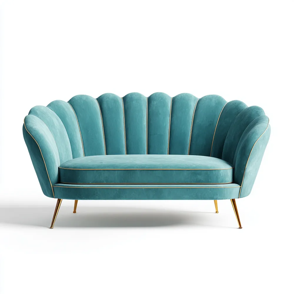 Divano due posti 150x80x85 cm - Velluto Turchese - Design classico-Stillivano