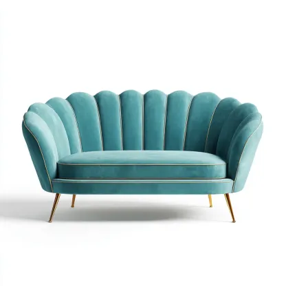 Divano due posti 150x80x85 cm - Velluto Turchese - Design classico-Stillivano