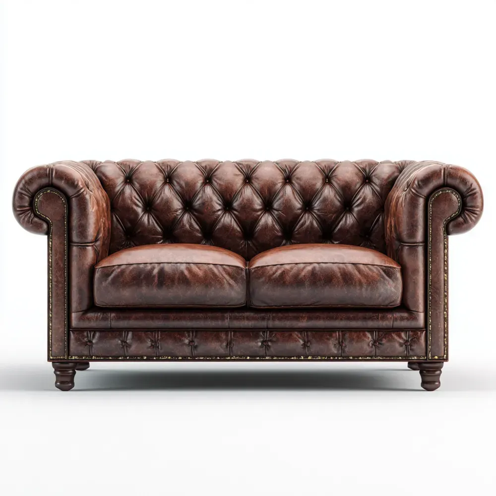 Divano due posti in pelle 150x85x75 cm - Marrone - Design classico-Stillivano