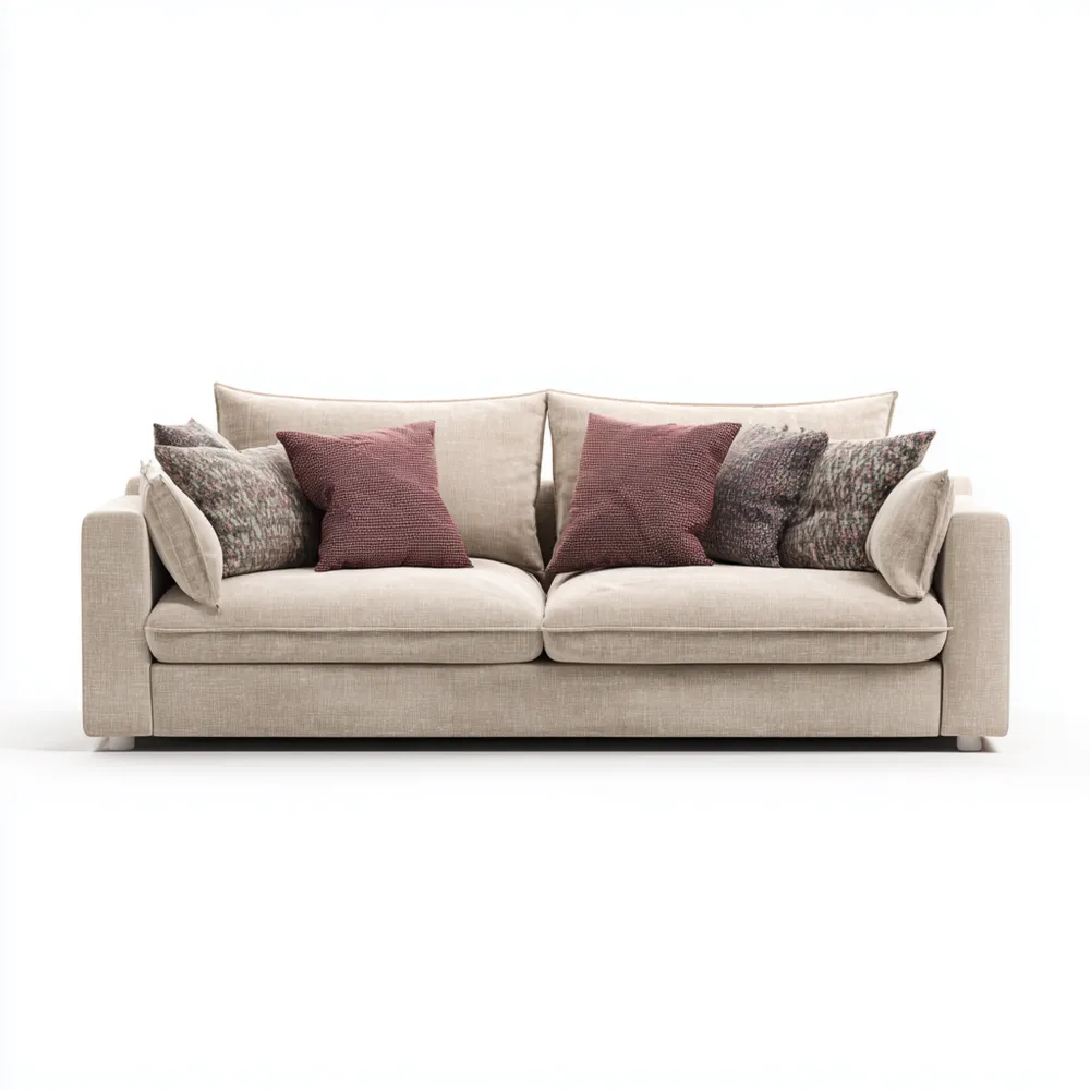 Divano due posti imbottito in tessuto 200x100x90 cm - Beige - Design Moderno-Stillivano