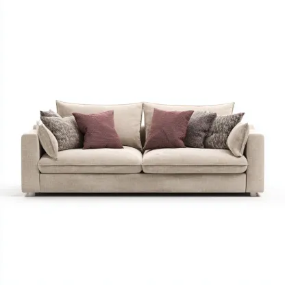 Divano due posti imbottito in tessuto 200x100x90 cm - Beige - Design Moderno-Stillivano