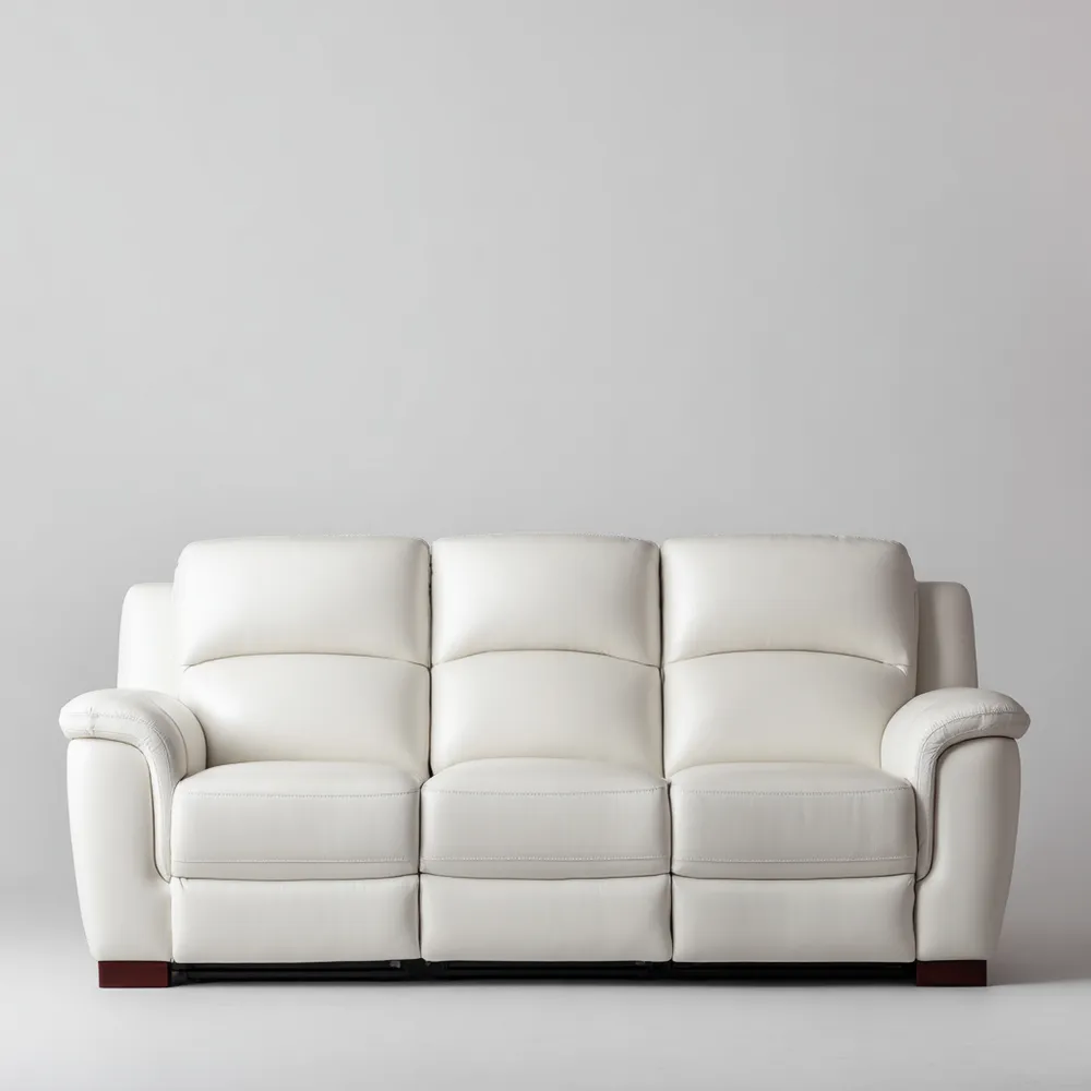 Divano a tre posti in pelle 220x90x95 cm - Bianco-Stillivano