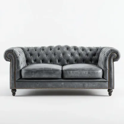 Divano due posti in pelle 180x90x75 cm - Grigio - Design Classico-Stillivano