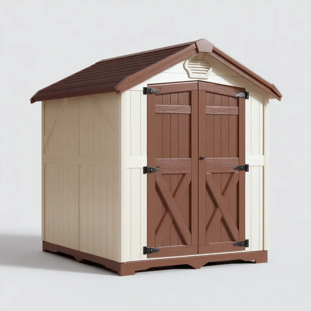 Casetta da giardino in resina 180x120x190 cm - Beige/Marrone - Impermeabile-Stillivano
