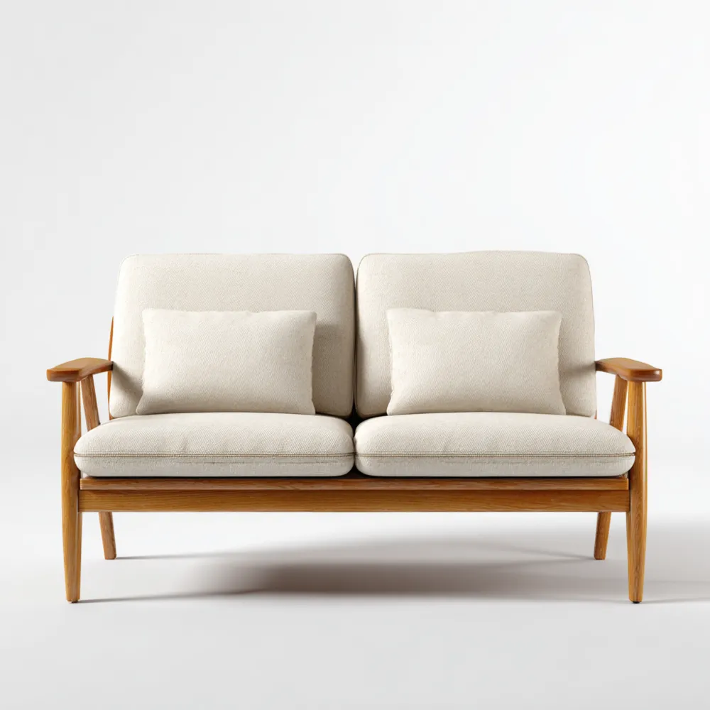 Divano due posti in legno imbottito 140x80x85 cm – Crema – Design moderno-Stillivano