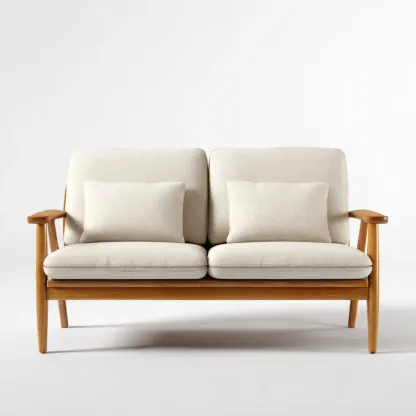 Divano due posti in legno imbottito 140x80x85 cm – Crema – Design moderno-Stillivano