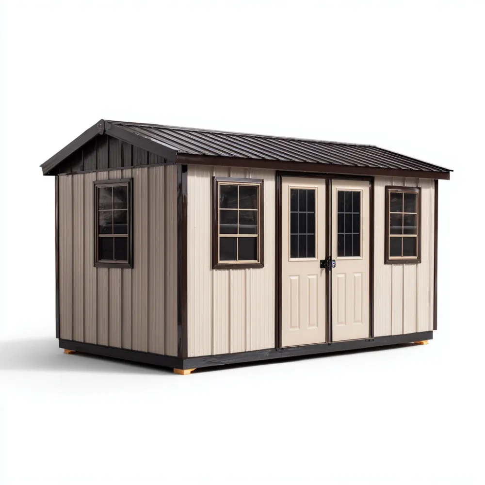 Casetta da giardino in acciaio 300x240x210 cm - Beige/Marrone - Design classico-Stillivano