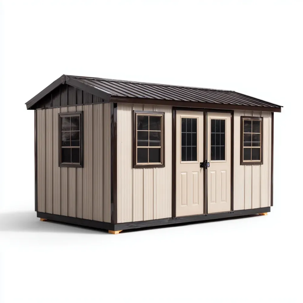 Casetta da giardino in acciaio 300x240x210 cm - Beige/Marrone - Design classico-Stillivano