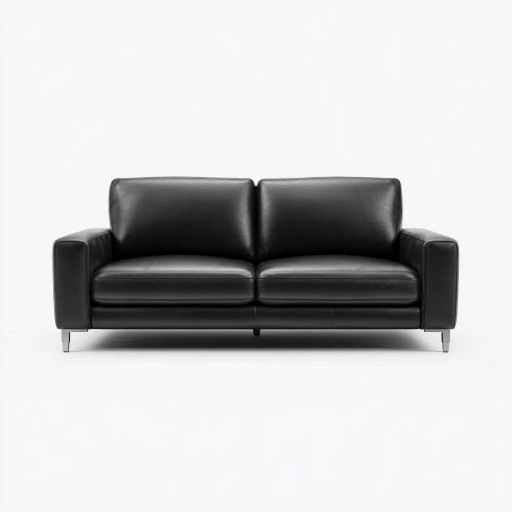 Divano due posti Pelle 180x85x90 cm - Nero - Design Moderno-Stillivano
