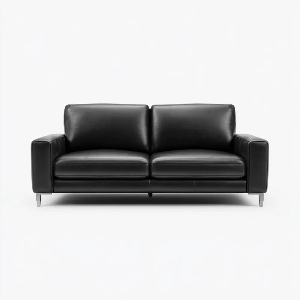 Divano due posti Pelle 180x85x90 cm - Nero - Design Moderno-Stillivano