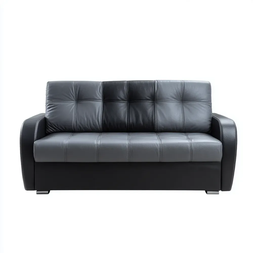 Divano due posti in pelle sintetica 190x90x85 cm - Nero/Grigio - Design moderno-Stillivano