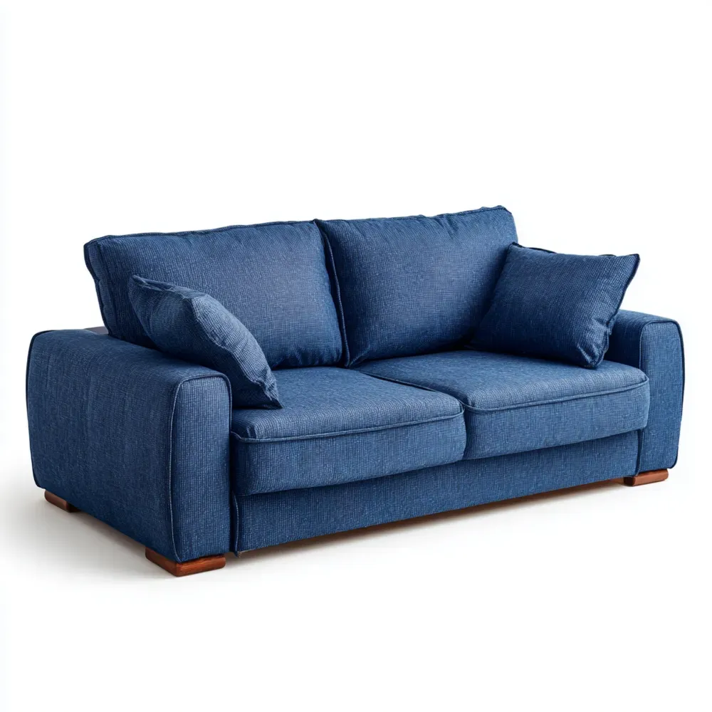 Divano due posti imbottito 180x90x85 cm - Tessuto Blu - Design Moderno-Stillivano