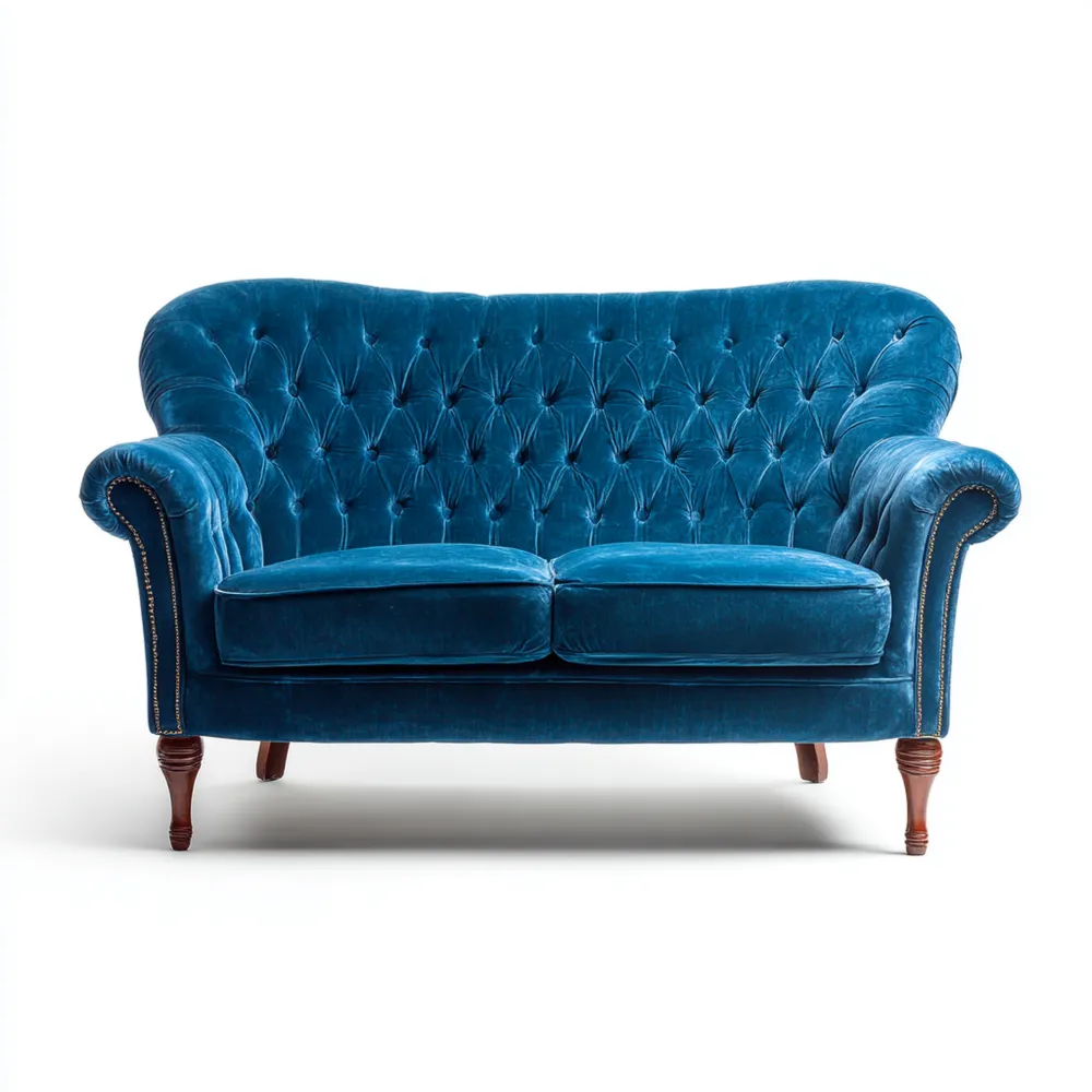 Divano due posti in velluto 150x90x85 cm – Blu – Design classico-Stillivano
