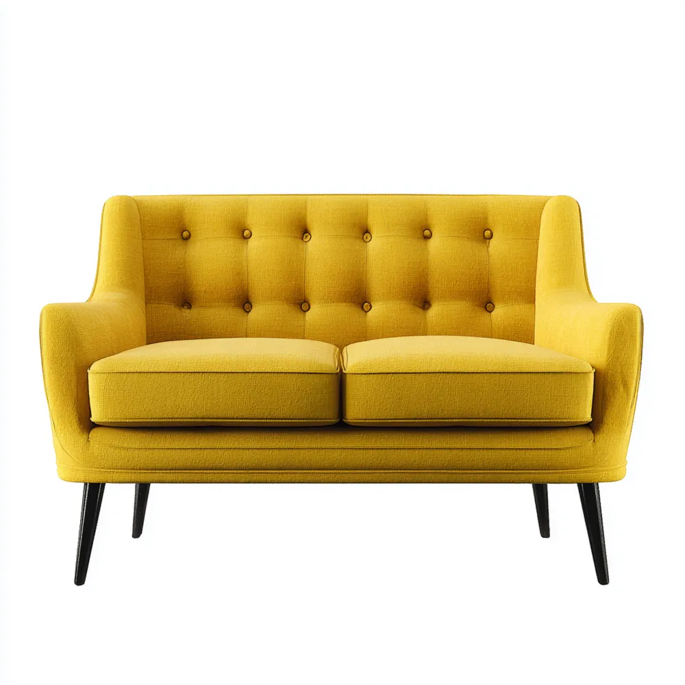 Divano due posti Imbottito in tessuto 140x80x85 cm - Giallo - Design moderno-Stillivano