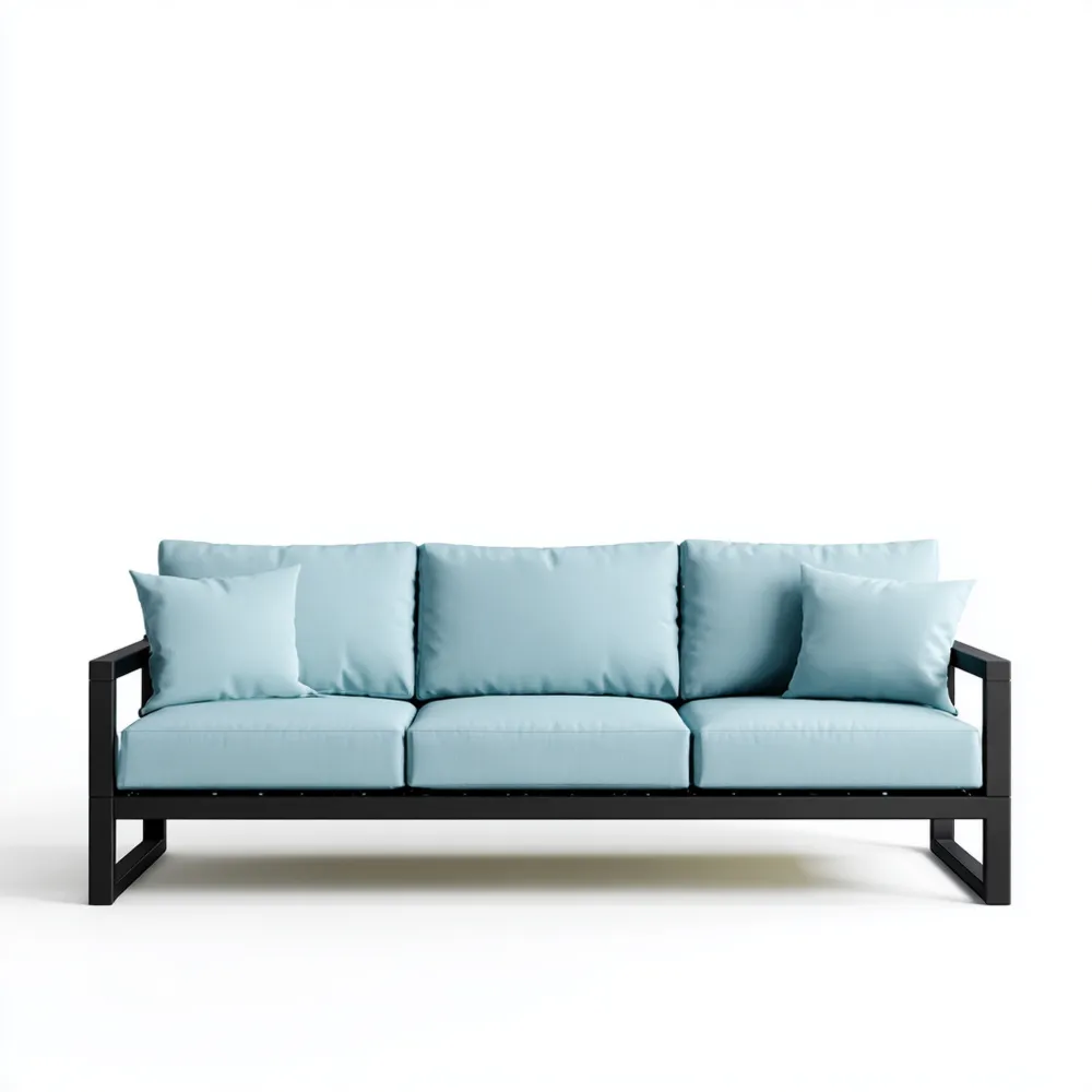 Divano a tre posti Metallo Blu Chiaro 200x80x75 cm-Stillivano