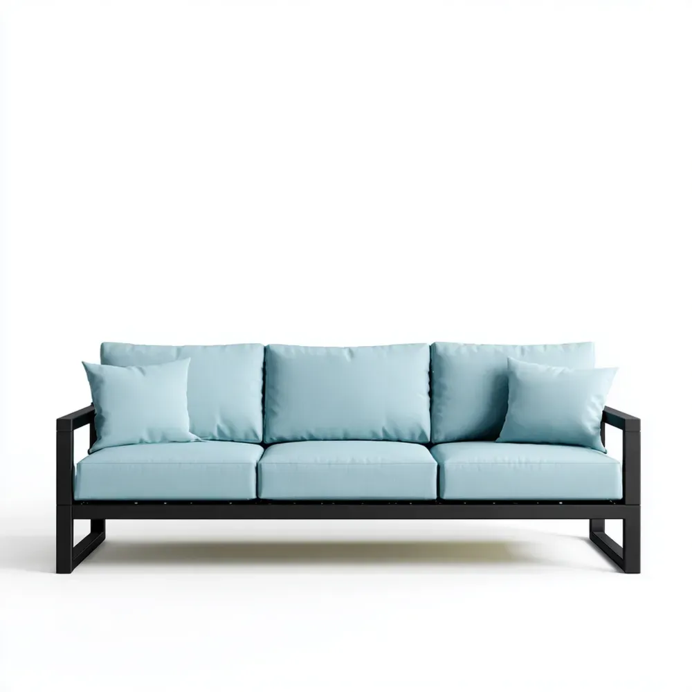 Divano a tre posti Metallo Blu Chiaro 200x80x75 cm-Stillivano