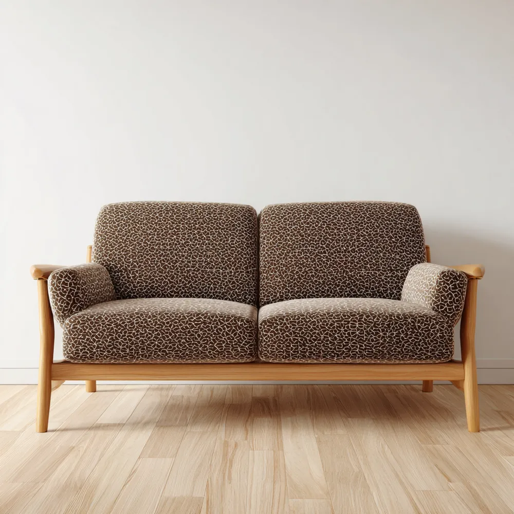 Divano due posti - Tessuto leopardato - 130x70x75 cm - Legno massello-Interaviro