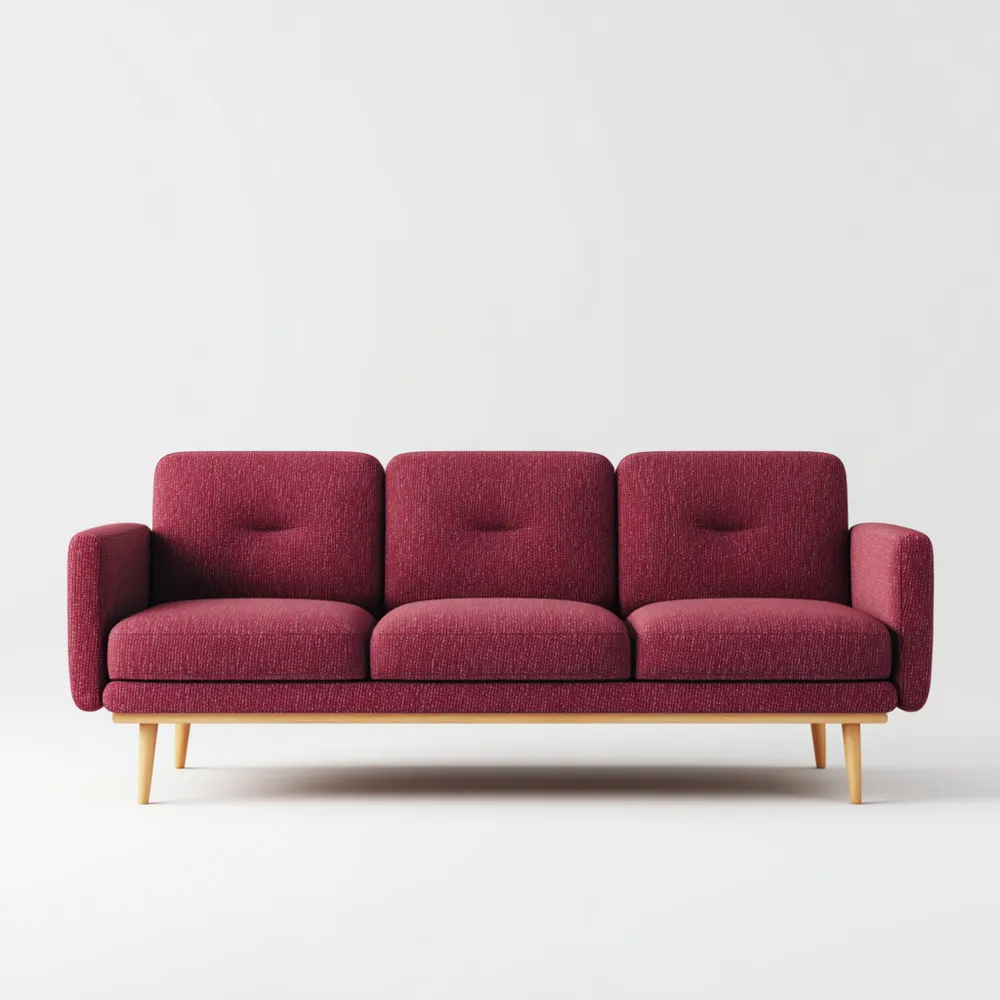 Divano a tre posti 200x85x90 cm - Tessuto Bordeaux - Design Moderno-Interaviro
