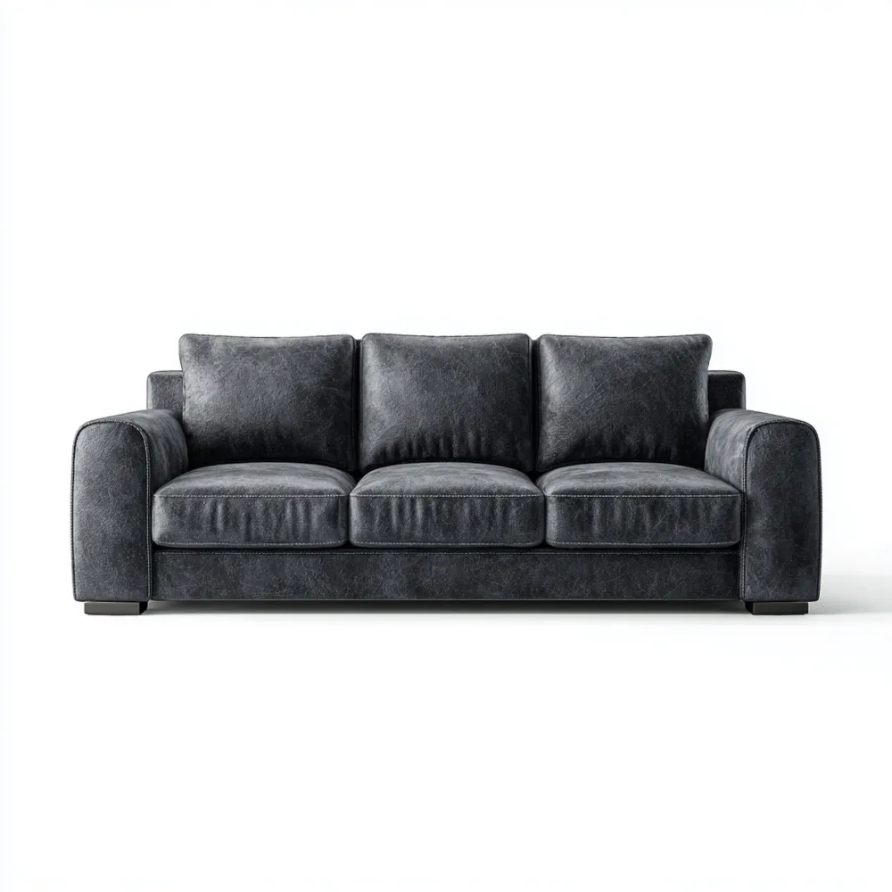 Divano a tre posti in Pelle Sintetica Nero 200x90x85 cm - Design Contemporaneo-Interaviro