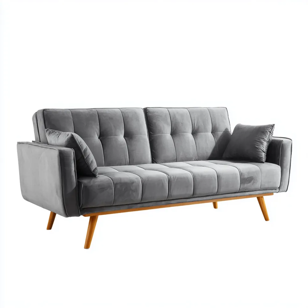 Divano due posti 180x80x75 cm in velluto - Grigio - Design moderno-Interaviro