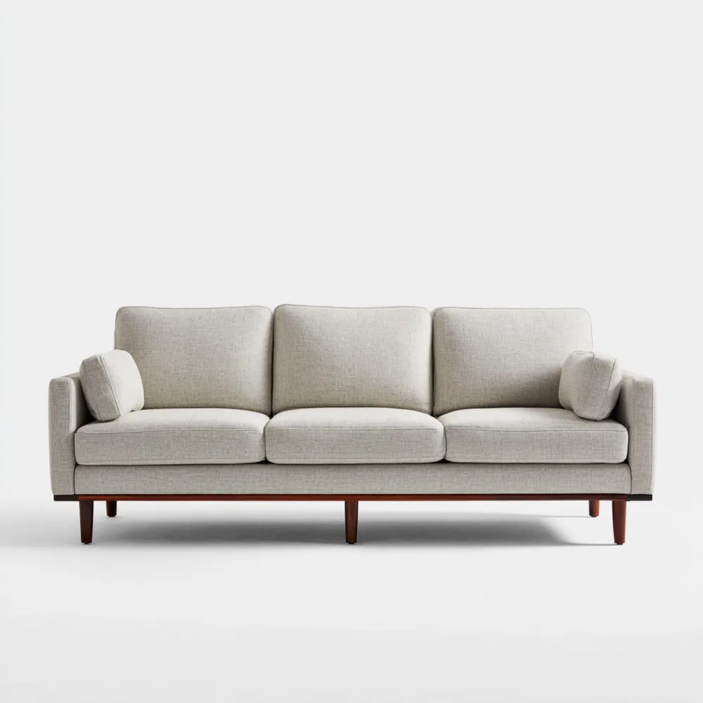 Divano a Tre Posti 200x90x85 cm in Tessuto Crema - Design Moderno-Interaviro