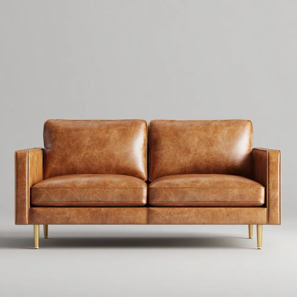 Divano due posti in pelle 160x85x75 cm - Marrone - Design moderno-Interaviro