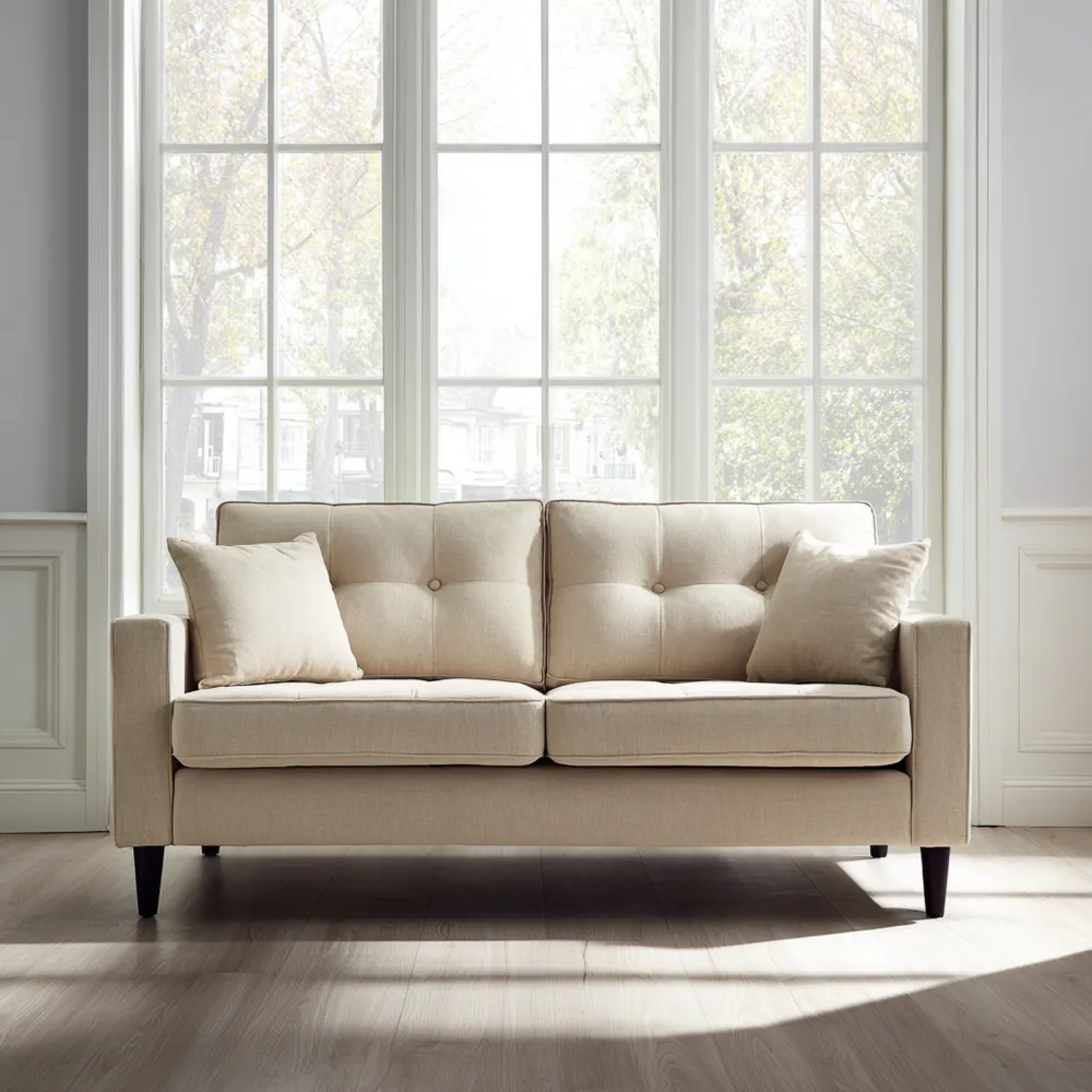 Divano due posti in tessuto 150x80x85 cm - Beige - Design Moderno-Interaviro