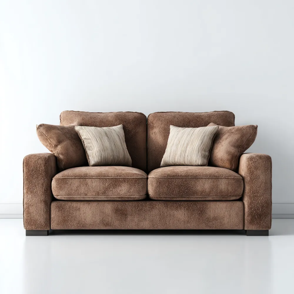 Divano due posti classico in tessuto morbido 160x90x85 cm - Marrone-Interaviro