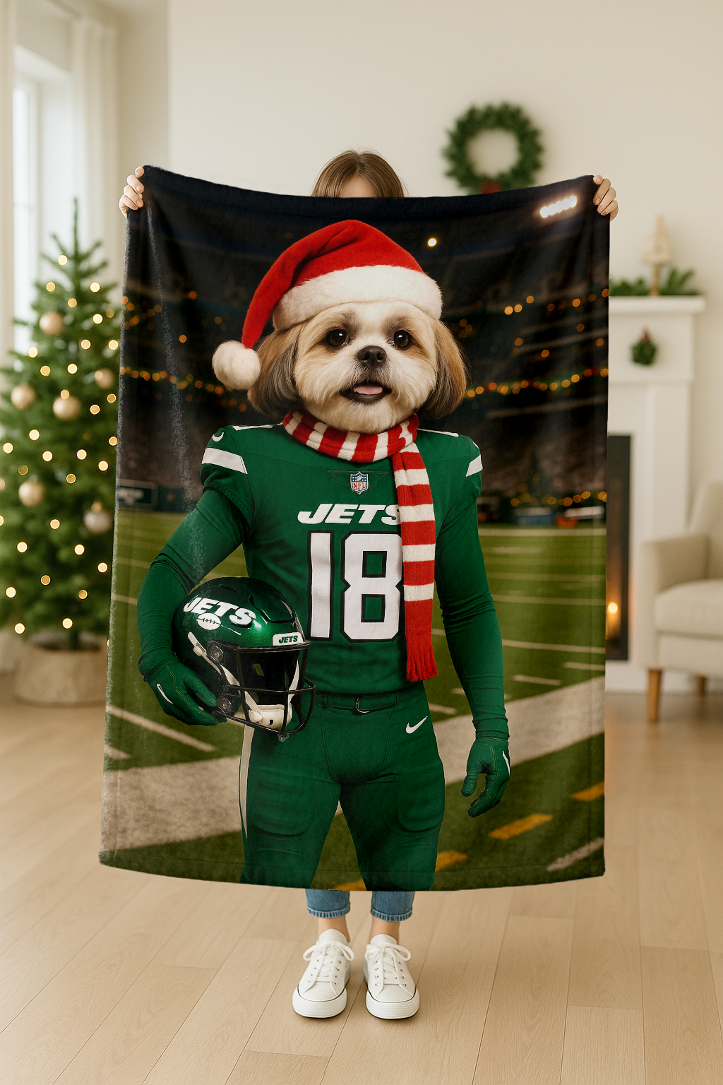Christmas Hand-Painted Custom American Football Pets Blankets🎄🏈