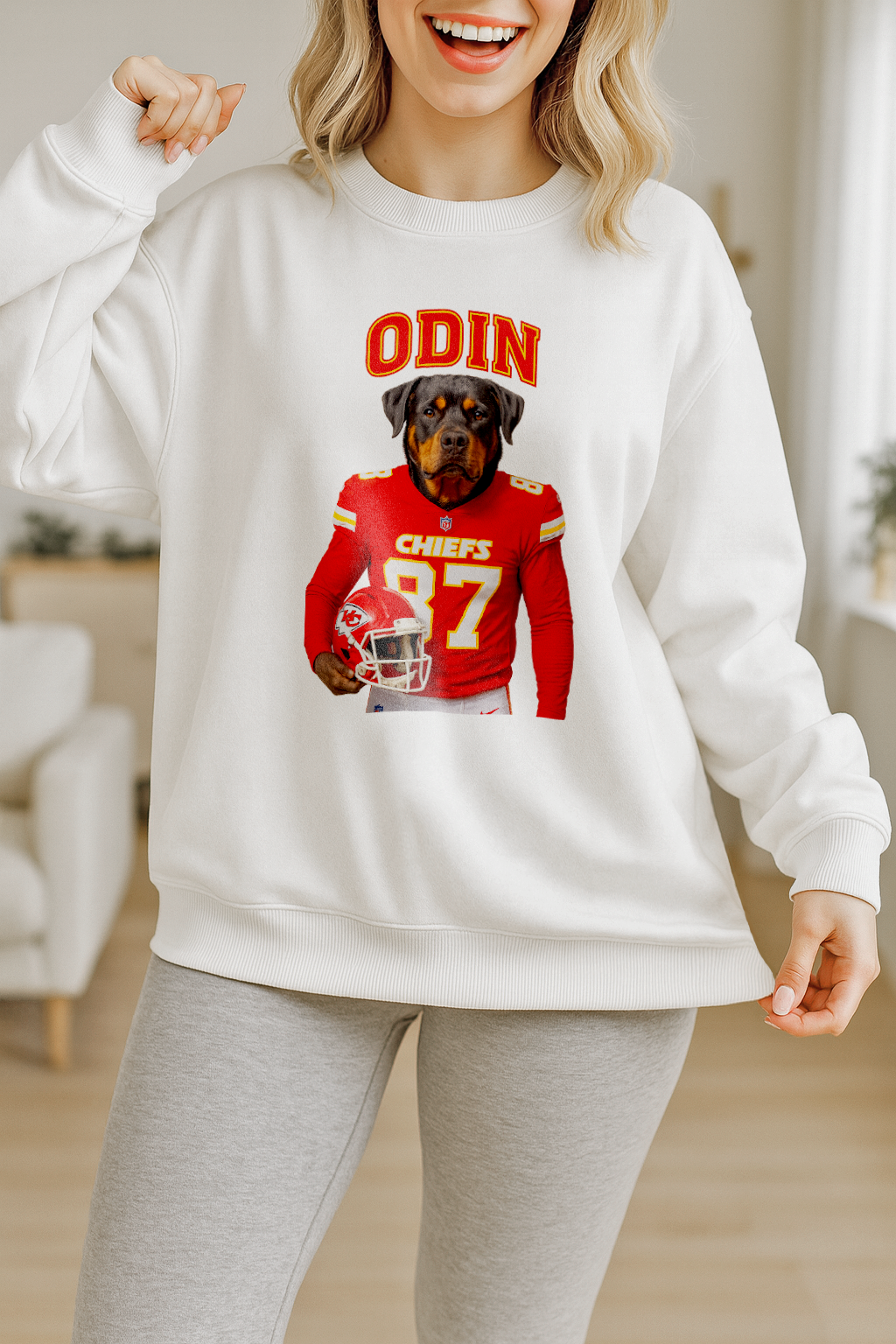 Custom Pet Football Style Apparel – Personalized Crew Neck, Hoodie & T-Shirt