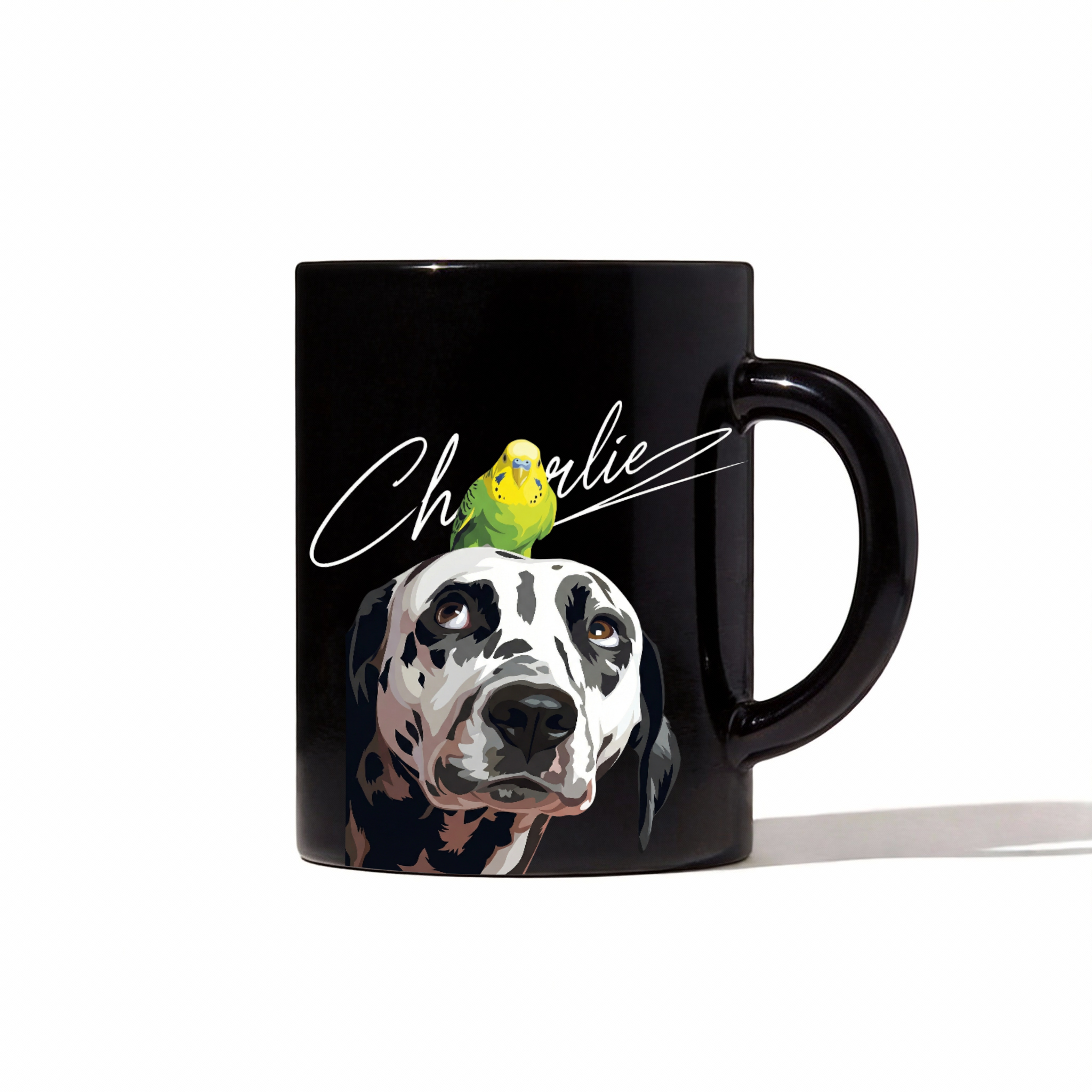 The Icon Series: Custom Art Pet Portrait Mug | Sleek Black Finish