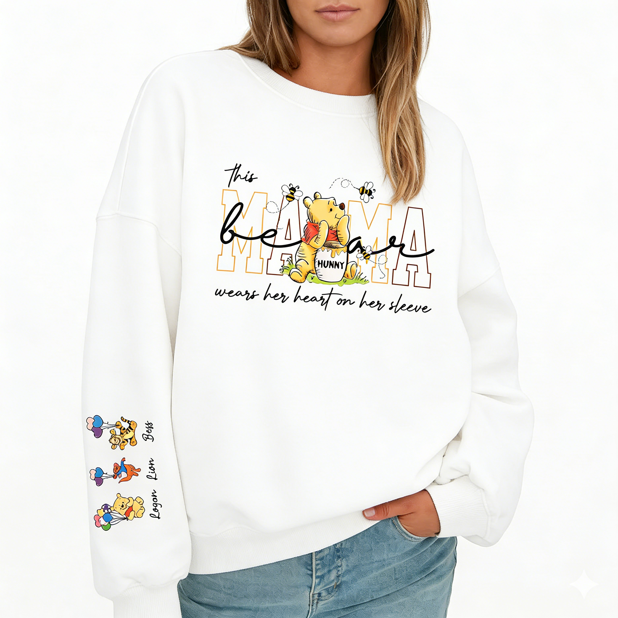 Custom Mama Bear Sweatshirt With Kids Names - Personalized Mother's Day Gift